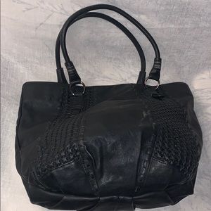 Black River leather woven boho hobo hand bag purse